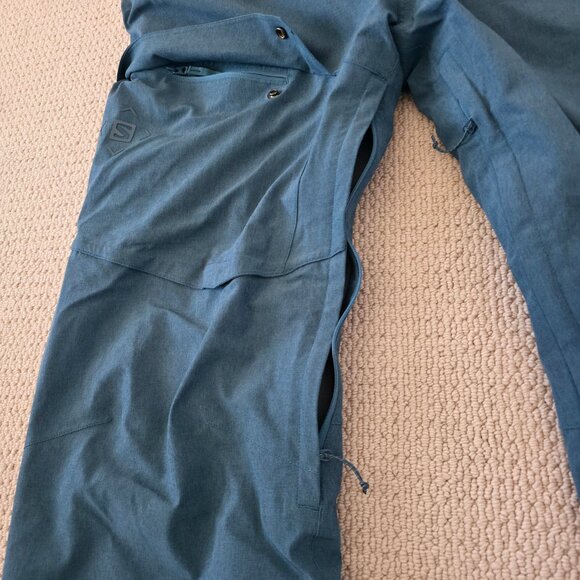 SALOMON UNTRACKED MENS SKI PANTS LARGE BLUE/HEATHER EXCELLENT CONDITION - Picture 3 of 10